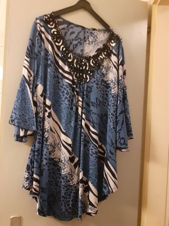Tunika Damen weiss blau Grösse 46