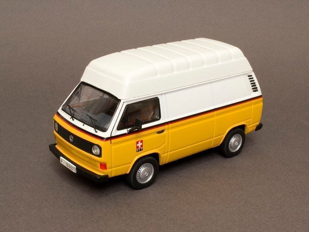 Volkswagen Modellautos: VW Bus T3 mit Hochdach PTT, 1:43 – Neu und originalverpackt aus Erlenbach im Simmental von Model_box 2