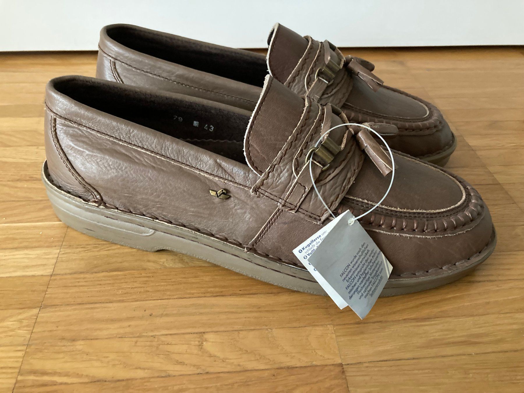 Herrenschuhe: Braune "Falcon" Leder Loafer, Gr. 43 - NEU – Neu (gemäss Beschreibung) aus Basel von Nofretete39 3