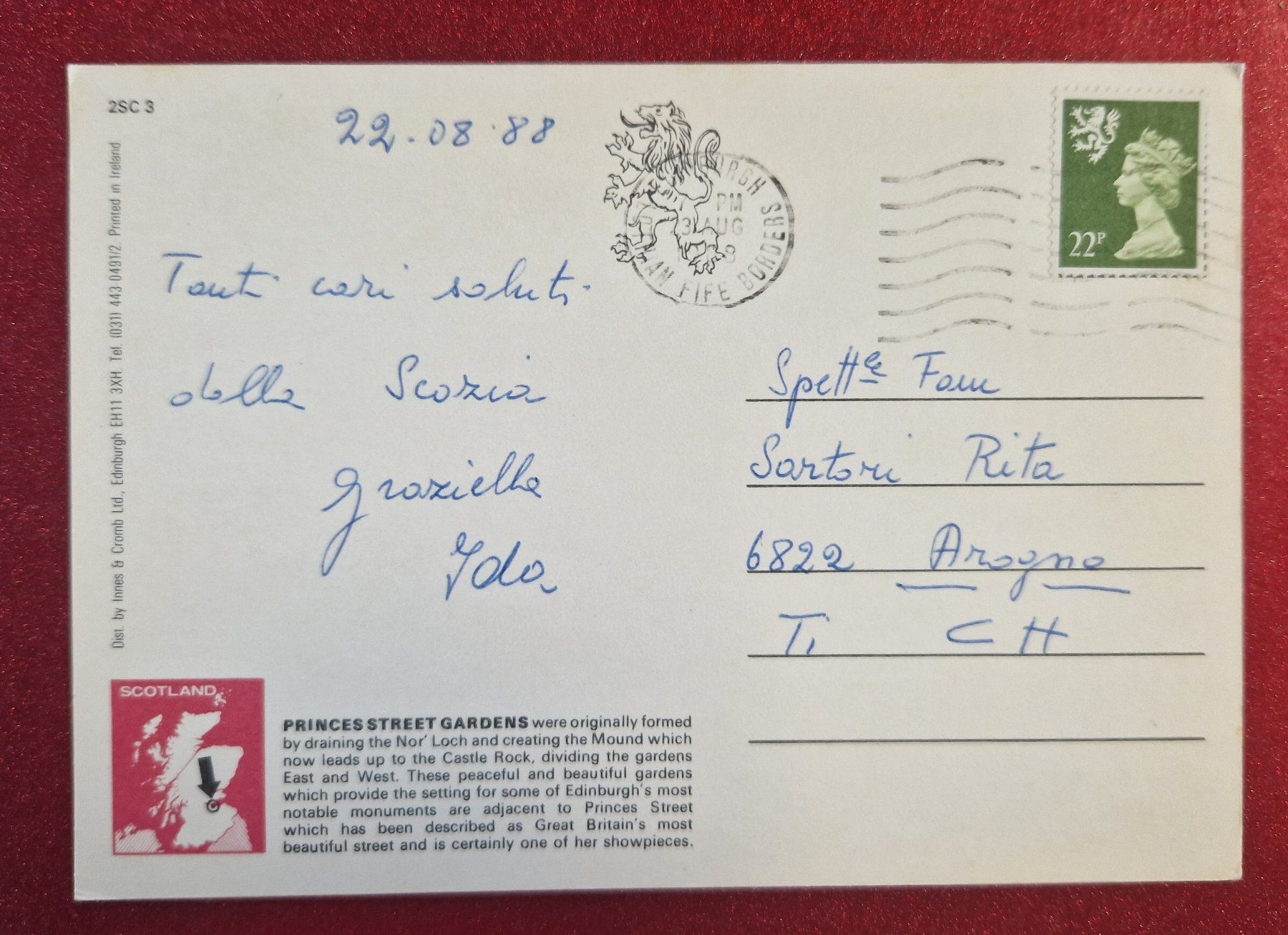 Cartoline postali: Edinburgh, Schottland 1988 – Usato da Melchnau venduto da Arthurius 1