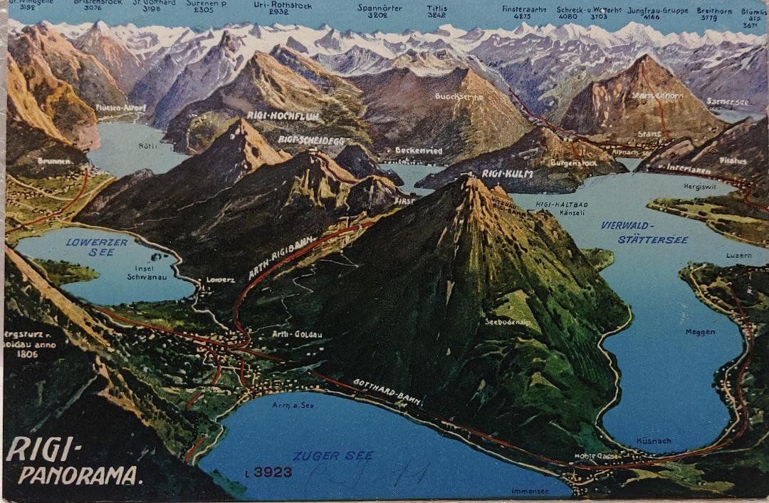 Cartoline postali: RIGI-PANORAMA - 1911 – Usato da Delémont venduto da Domdom1