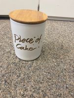 Schöne Keramik Dose mit Holzdeckel, für Guetzli & Kaffee