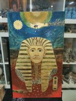 TABLEAU EXCEPTIONNEL TOUTANKHAMON TECHNIQUE MIXTE signé daté