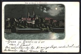 Litho Basel, Pfalz mit Münster bei Nach