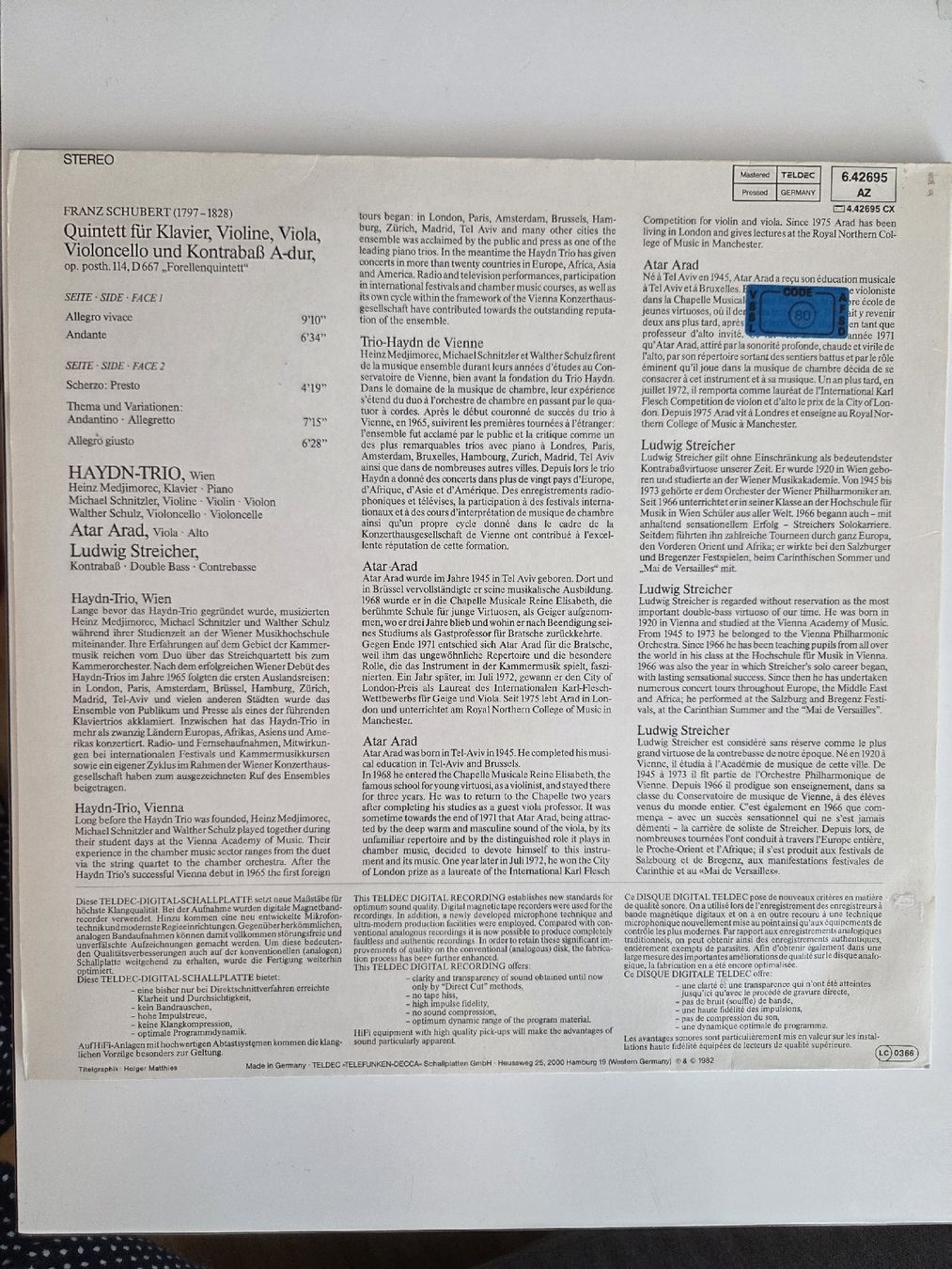 Dischi in vinile: Schubert Forellenquintett, Schallplatte – Usato da Jegenstorf venduto da AloeVera19 1