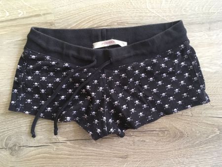 Fishbone Jersey Shorts dunkel braun m rosa Skull Muster XS