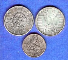 Japan silber coins 3 stück
