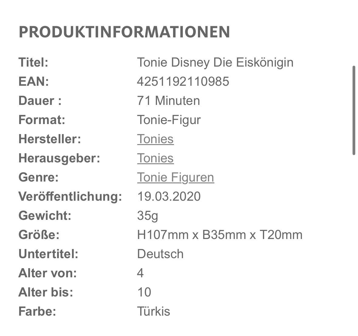 Audiolibri: TONIE-Die Eiskönigin Teil 1 – Usato da Niederwil SG venduto da MINcaHA85 2
