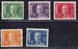 Schweden, Mi 208-212* mit Falz, KW € 25.00