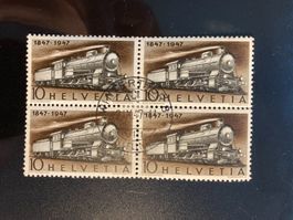 Schweiz 1947 4er-Block 100 Jahre Eisenbahn 10 gest. W'thur