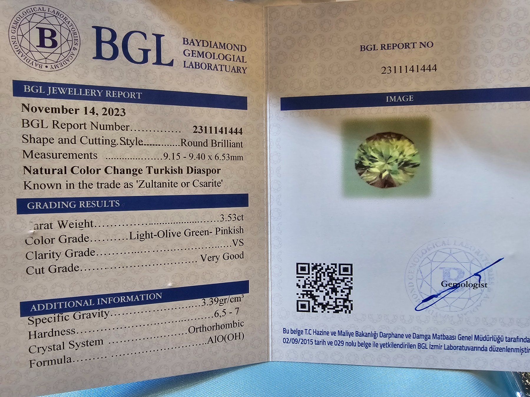 Edelsteine: Csarite,Diaspore Farbwechsel mit Zertifikat – Neu (gemäss Beschreibung) aus Wolhusen von toni079 1