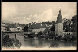 AK Solothurn, Stadtansicht mit Turm und Brücke