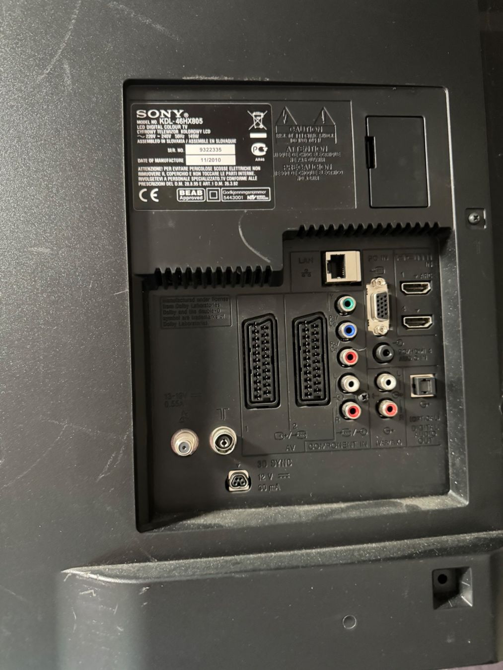 Sony Fernseher: SONY TV - KDL - 46HX805 – Gebraucht aus Niederwil SO von  5