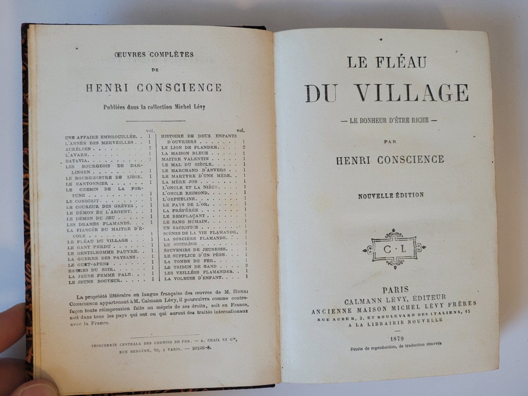 Bücher: Le Fléau du Village, Henri Conscience, édition 1873 – Gebraucht aus Vulliens von macgama