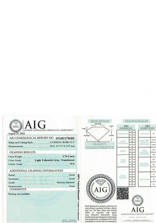 Pietre preziose: Diamant naturel coussin 2.74ct AIG – Usato da Châtelaine venduto da GenevaTrade 3