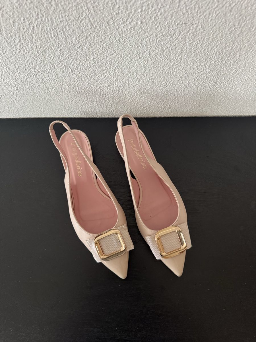 Scarpe da donna: Pretty Ballerinas Slingback Flats Beige Lackleder – Usato da Uetikon am See venduto da happywishes 1