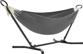 Hängematte mit Gestell verstellbar bis 240 kg 210x150cm Grau