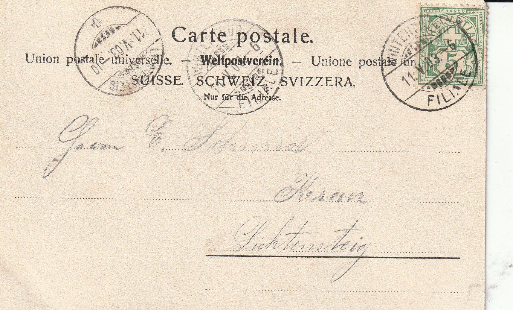 Cartoline postali: Ansichtskarte Winterthur Hauptansicht 1903 – Usato da Rupperswil venduto da Ema10 1
