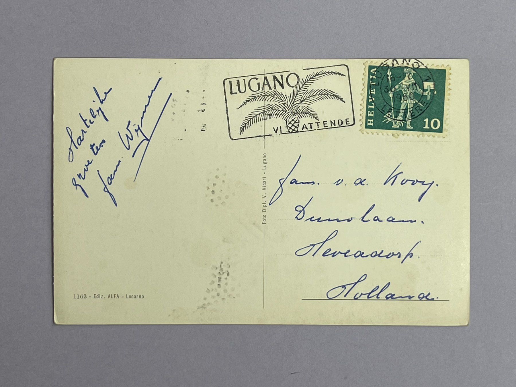 Cartoline postali: Lugano - drei Ansichten - Werbestempel – Usato da Steg VS venduto da danwer74 1