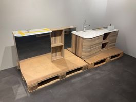 060 Burgbad Badmöbelkombination, Holzoptik, 122cm