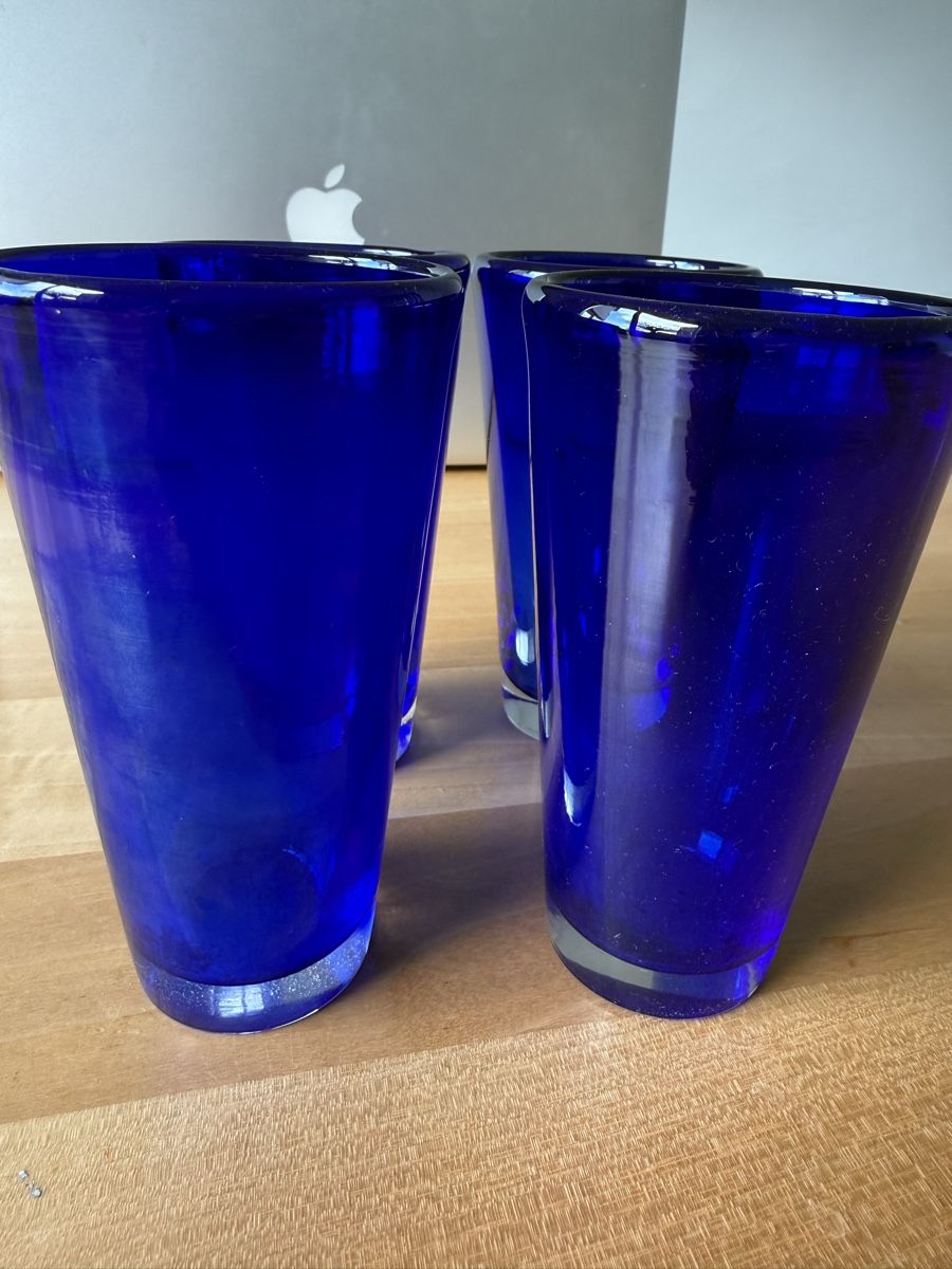 Bicchieri: 4er Set: Blaue Glaser, Sommer Drinks, Cocktail, Vintage – Usato da Mettmenstetten venduto da _4_YOU_ 1