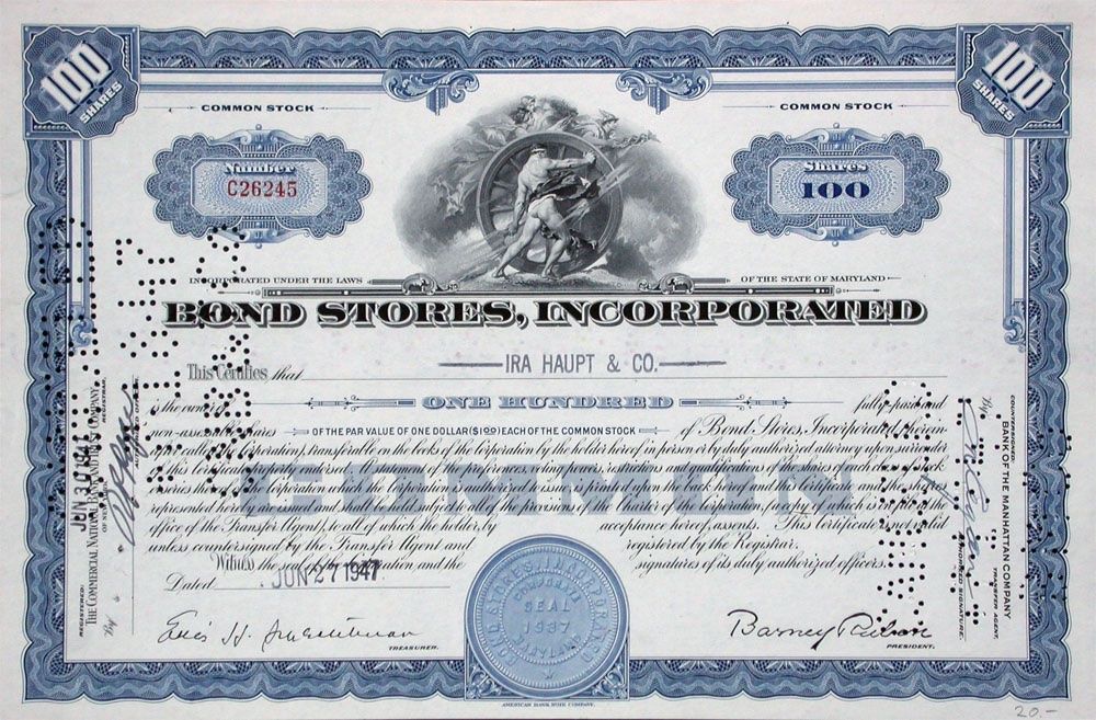 Documenti: Bond Stores Inc. - 1944 – Usato da Solothurn venduto da Sgasche