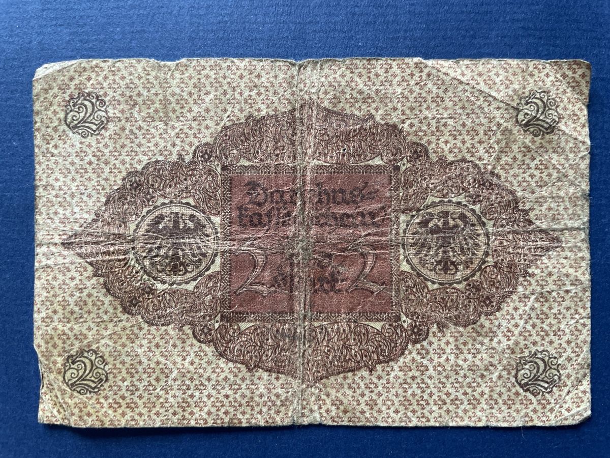 Billets de banque: 2 Mark Darlehnskassenschein 1920 gebraucht – D'occasion à Neuhausen par luckimucki 1