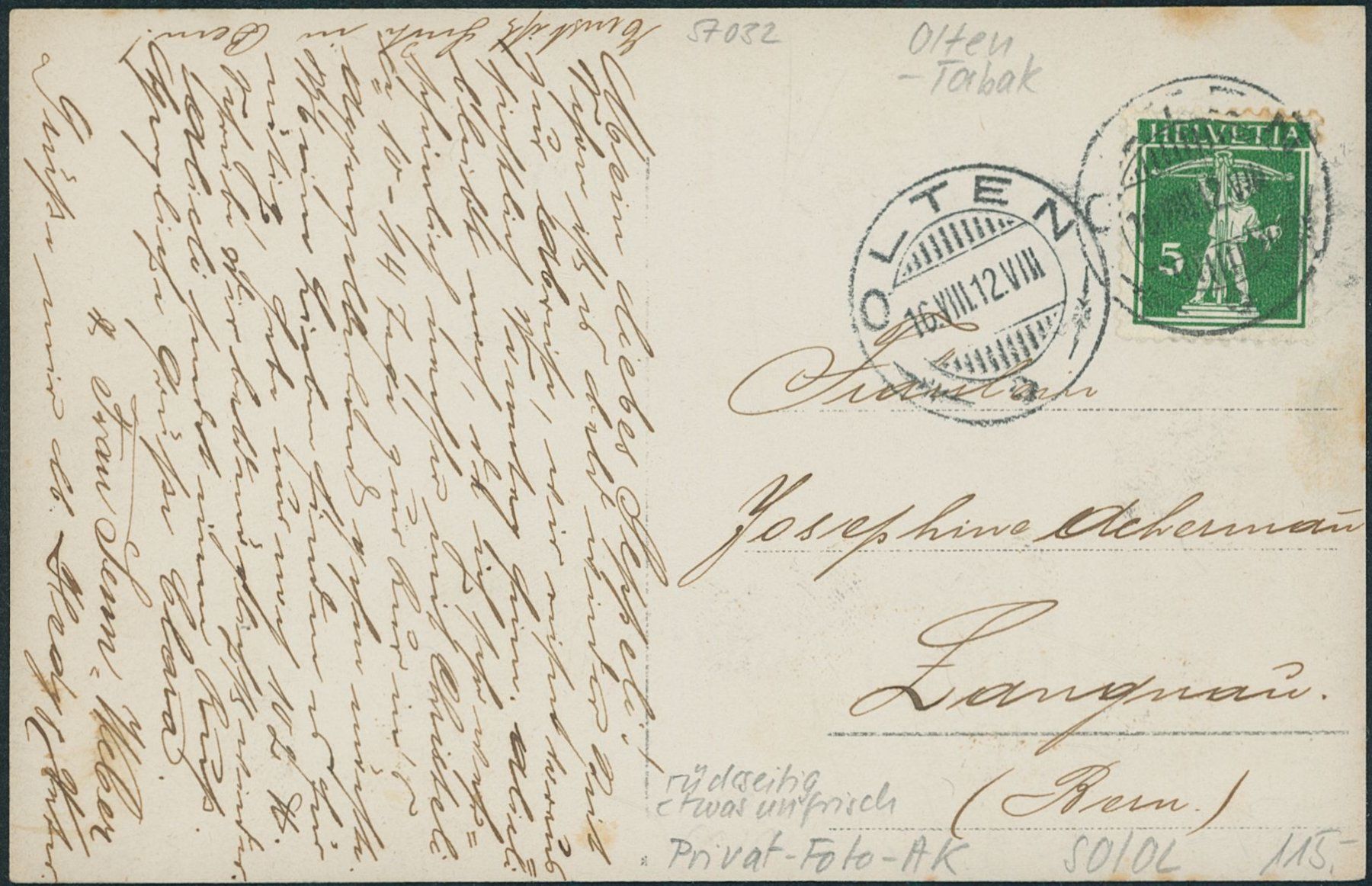 Cartes postales: SO Olten - Tabak – D'occasion à Schindellegi par leecollect 1