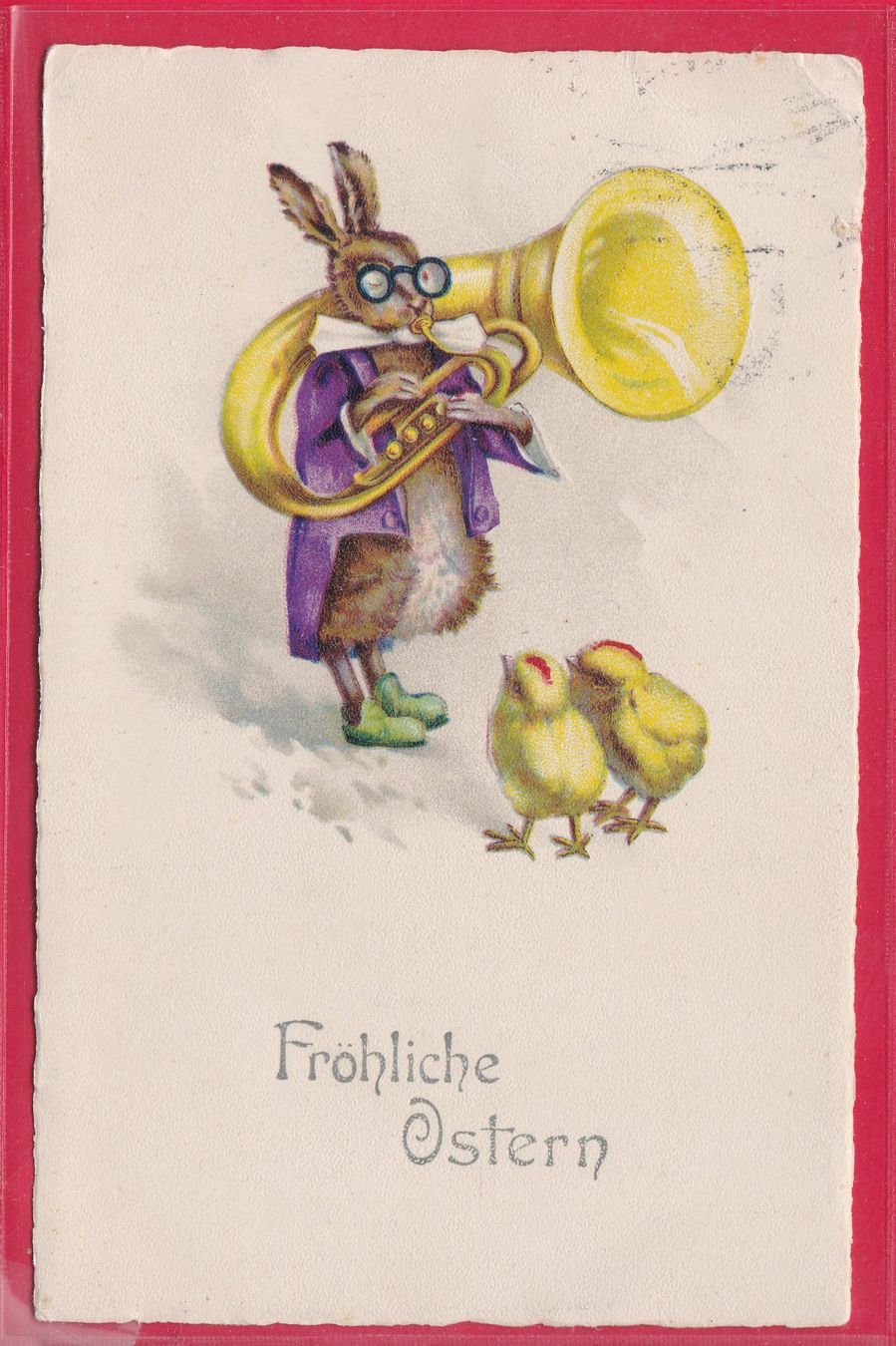 Cartoline postali: FRÖHLICHE OSTERN, 9.4.1924 – Usato da Oberrieden venduto da Gebirgsstelze