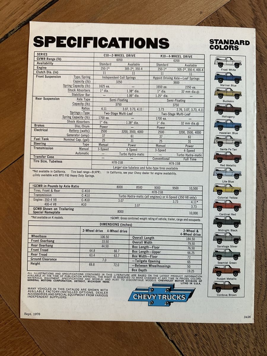 Chevrolet Dokumente: Chevy Blazer Prospekt, 1977 – Gebraucht aus Bern von 3636-agb 2