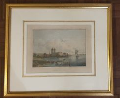 Bild - colorierter Stich - Schloss Gottlieben, im Goldrahmen