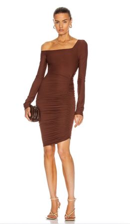 Alix NYC Chambers One-Shoulder Dress in Cocoa Size M