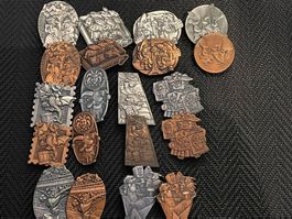 Basler Fasnachtsplaketten Set 1980 bis 89 Kupfer und Silber