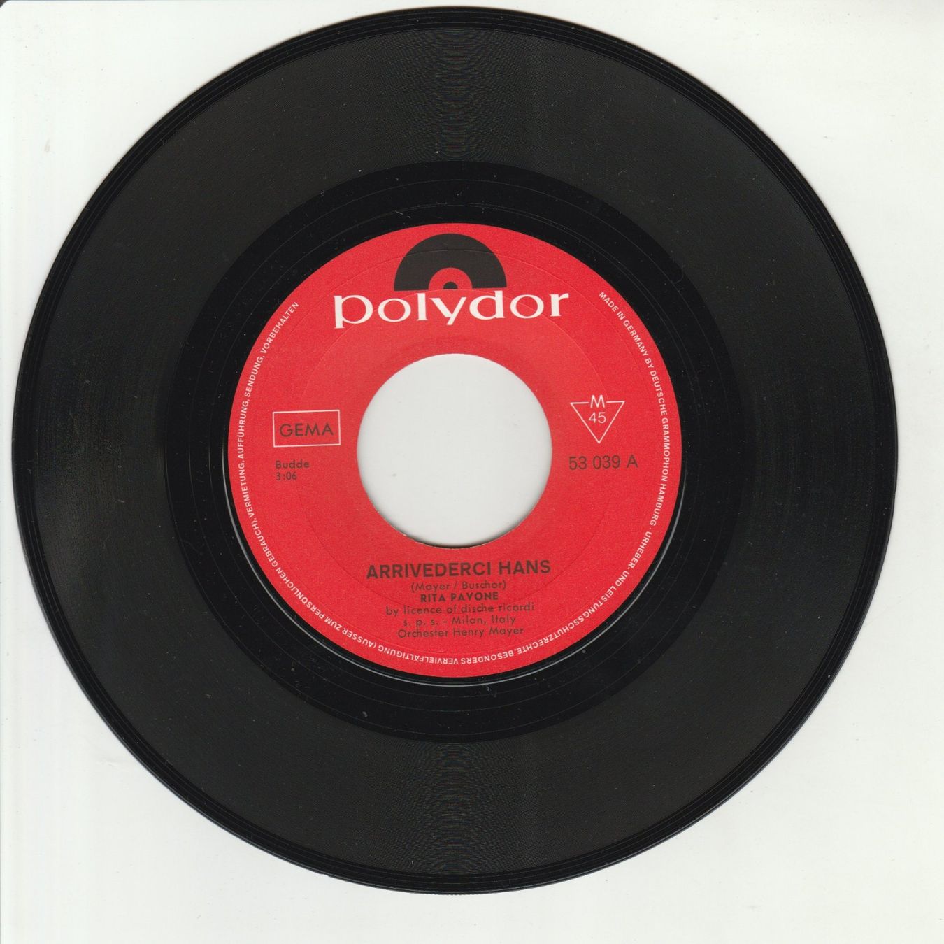 Schallplatten: Rita Pavone - Arrivederci Hans 7" Vinyl 1968 – Gebraucht aus Tübach von JamesStone 2