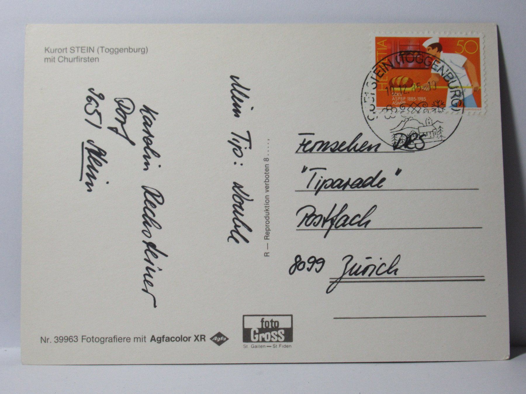 Cartoline postali: Stein , SG 1985 – Usato da Grenchen venduto da Bluemchen1900 1
