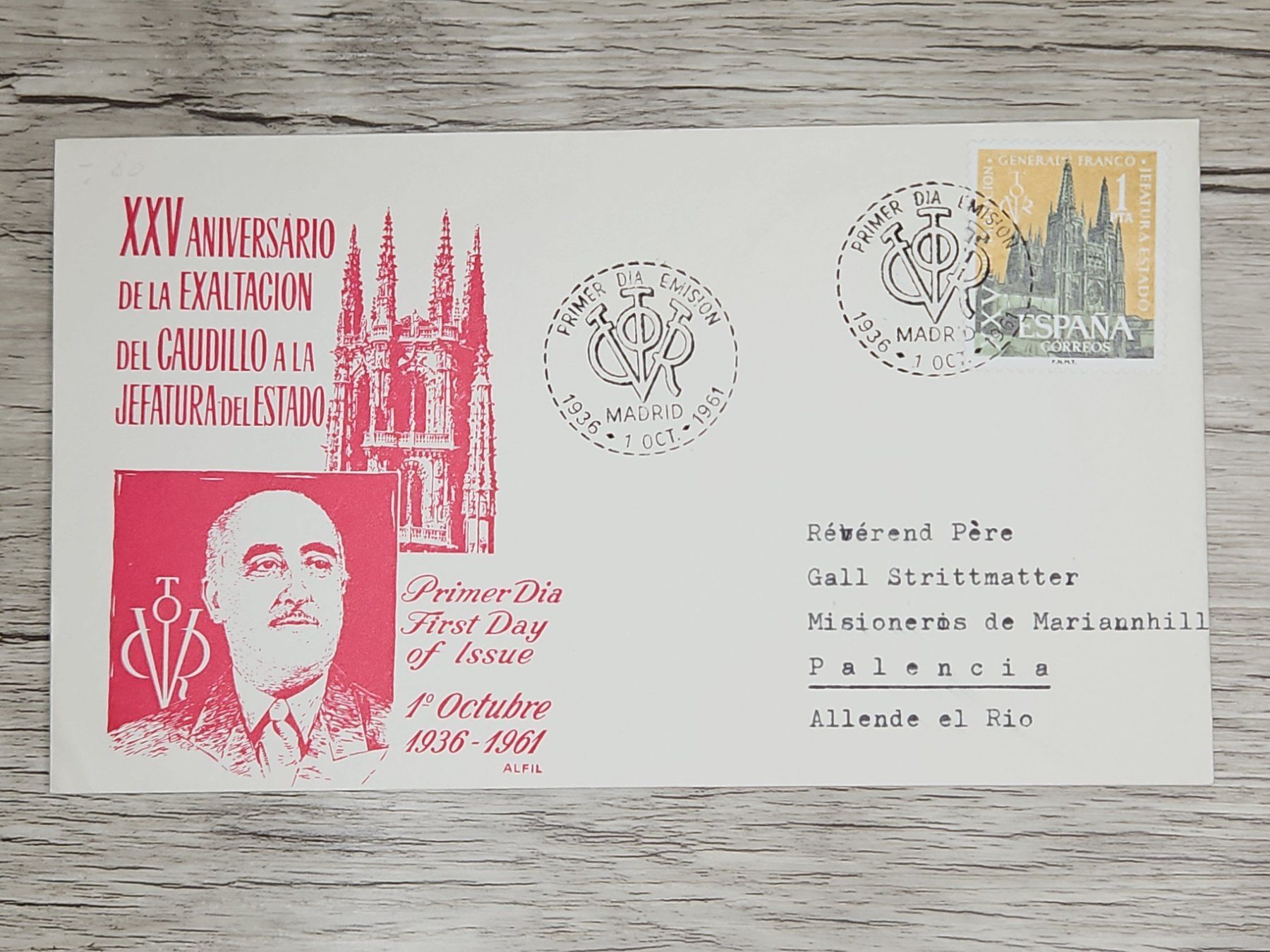 Alle Briefmarken: CL05 Enveloppe + Timbre Espagne 1961 – Gebraucht aus Cousset von Patrick_Collections