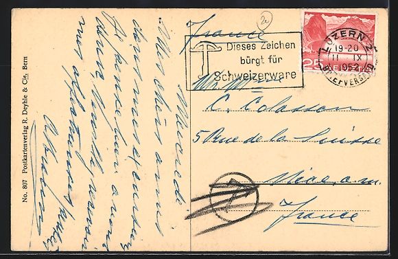 Cartoline postali: AK Bern, Hotel Bellevue-Palace, 1952 – Usato da Berlin venduto da bartko-reher 1