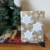 Weihnachtssterne weiss / 3 Stück / blaue Perlen