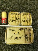 3er Set Vintage antique Tabletts Vogel Motiv Asia Style