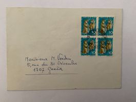 ENVELOPPE / HELVETIA / JOUR D'EMISSION GENEVE 06.01.1966