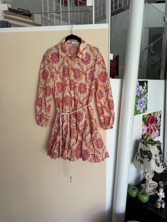 Kleid bedruckt pink orange Grösse S guter Zustand