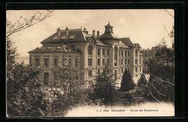 AK Neuchâtel, Ecole de Commerce, 1912