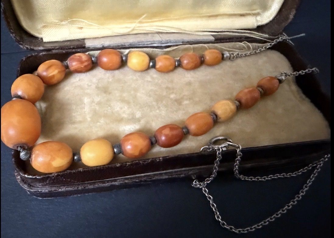 Ketten: Antike Silber Kette mit Butterscotch Bernstein 835 – Gebraucht aus Riehen von mistercho 2