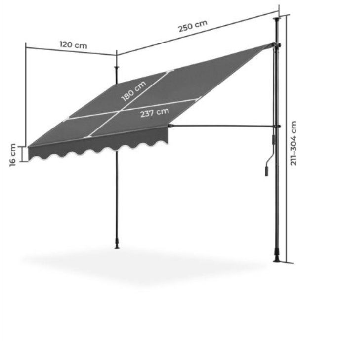 Ombrelloni: Klemmmarkise schwarz/grau 250 x 180 cm – Nuovo (secondo la descrizione) da Rotkreuz venduto da NextChance 3