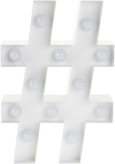 Tutte le decorazioni: Leuchtbuchstaben Hashtag Weiss Metall – Nuovo e nell'imballaggio originale da Brugg AG venduto da swiss.sales.force