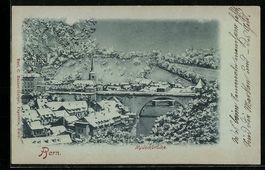 Mondschein-AK Bern, Nydeckbrücke, 1899
