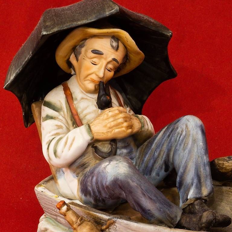 Statuette: Figur Mann im Boot mit Hund – Usato da Ascona venduto da ArtRomantica 4