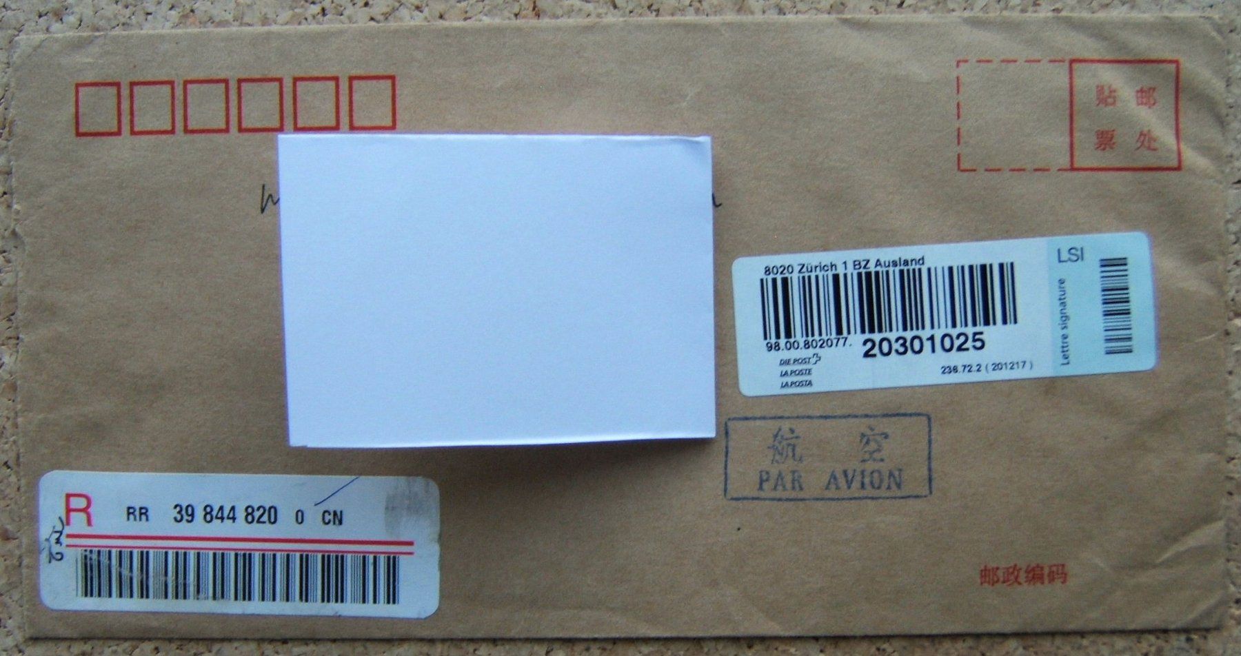 Tous les timbres: LUFTPOSTBRIEF CHINA – D'occasion à Brunnen par Nonne04 1