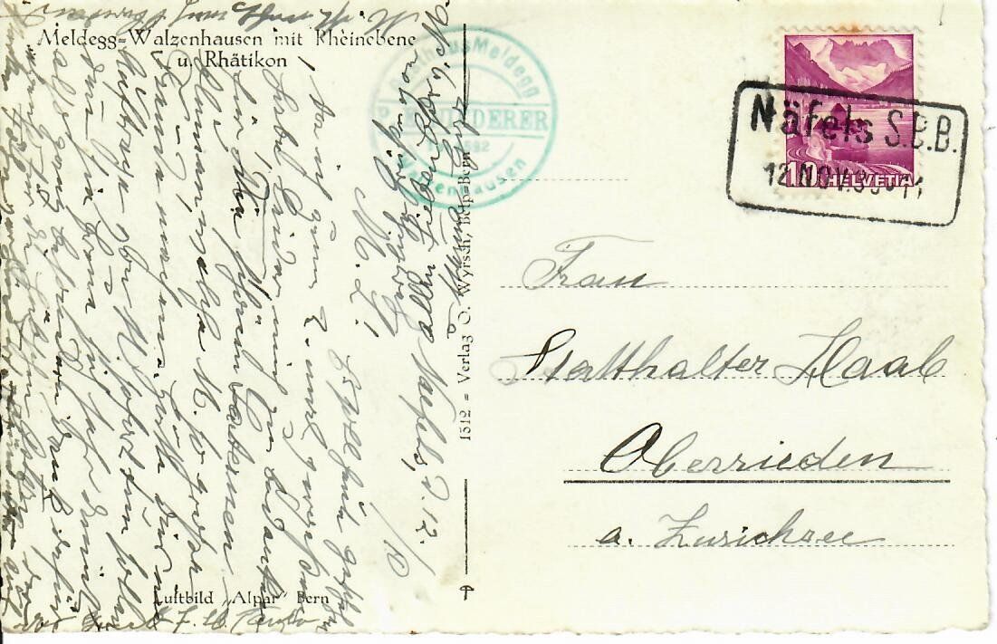Cartes postales: Meldegg - Bahnpost Näfels – D'occasion à Hochdorf par Ziegel-16 1