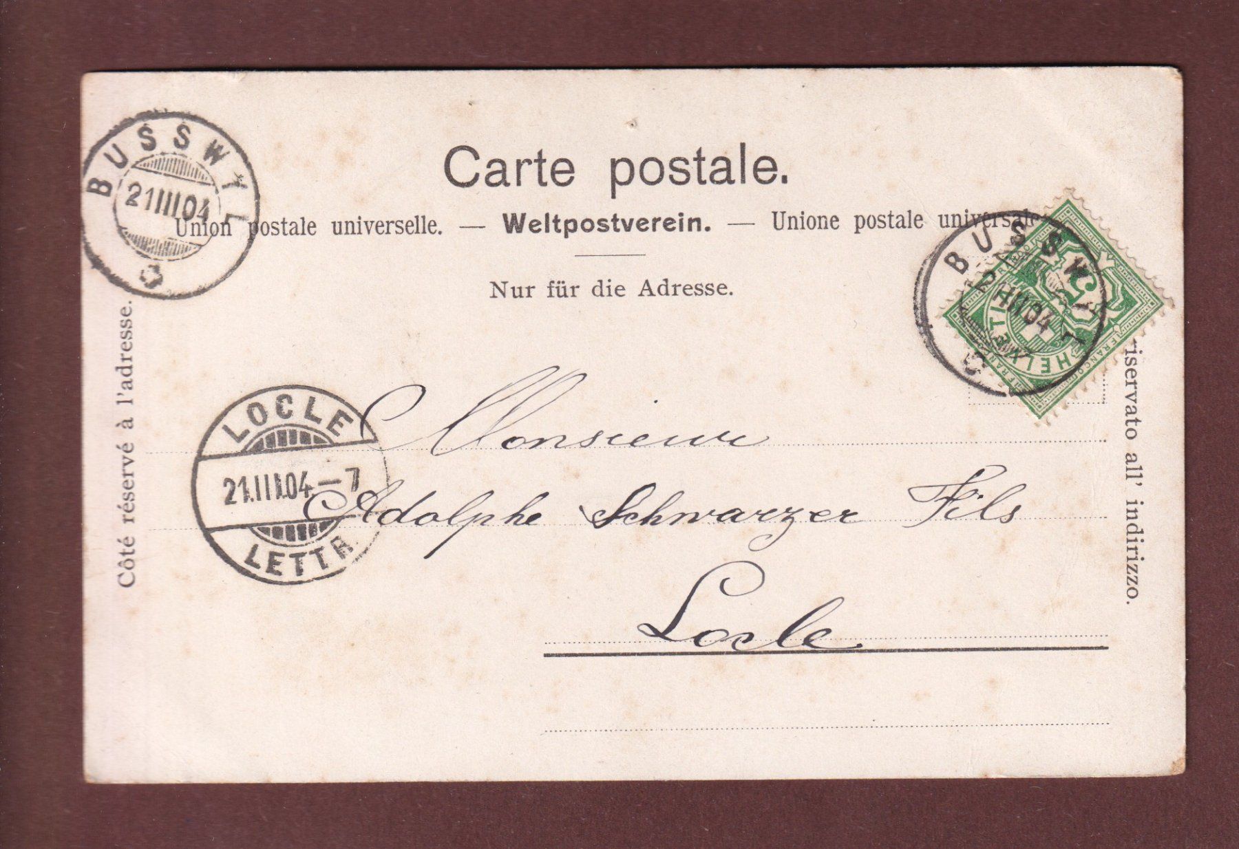 Cartoline postali: LAC DE BIENNE - 1904 – Usato da Pully venduto da nicecards-shop 1